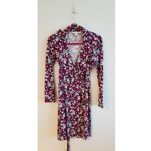 Diane Von Furstenberg Pink Floral Wrap Dress Sz 4